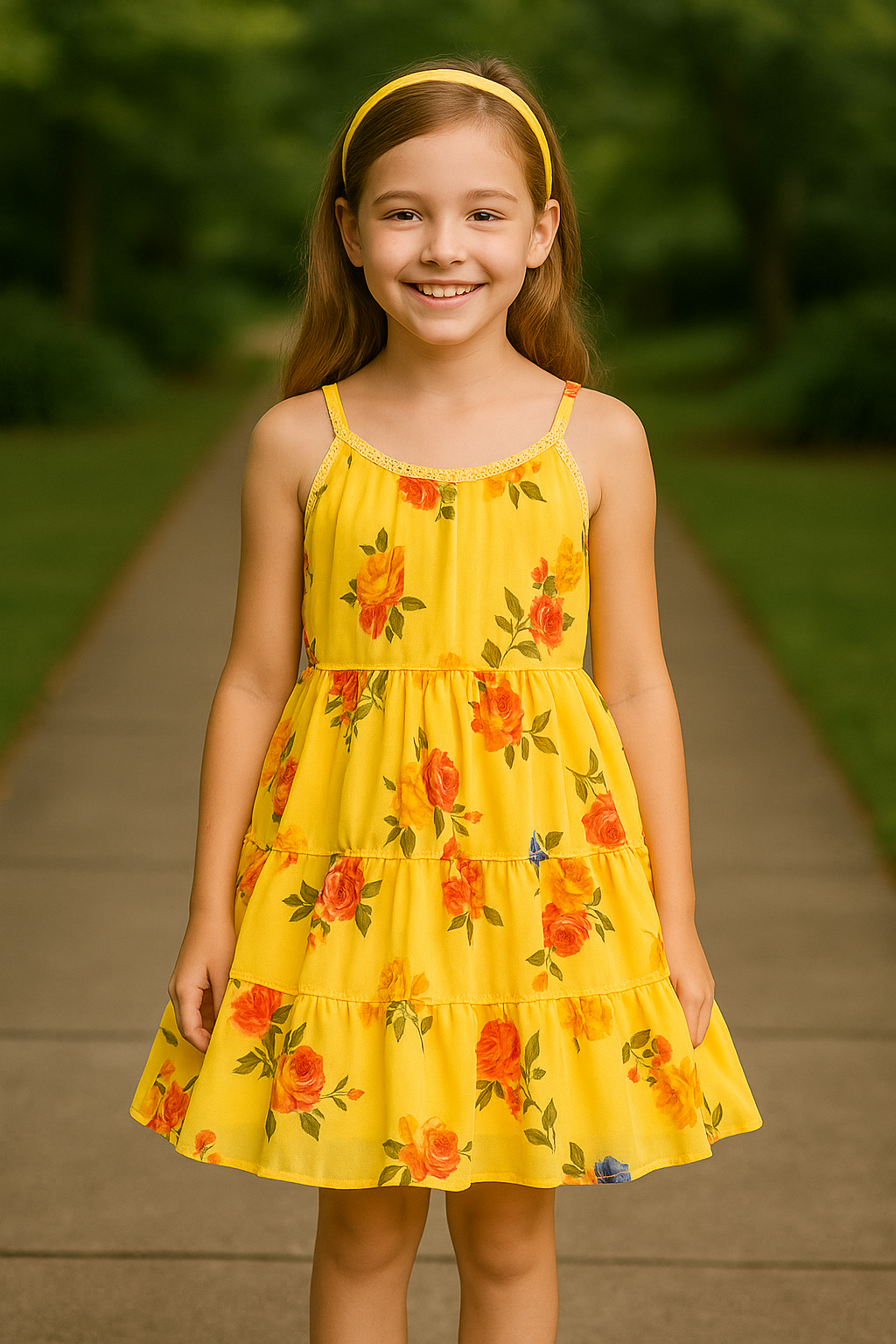Girls Floral Strappy Dress fe3149y