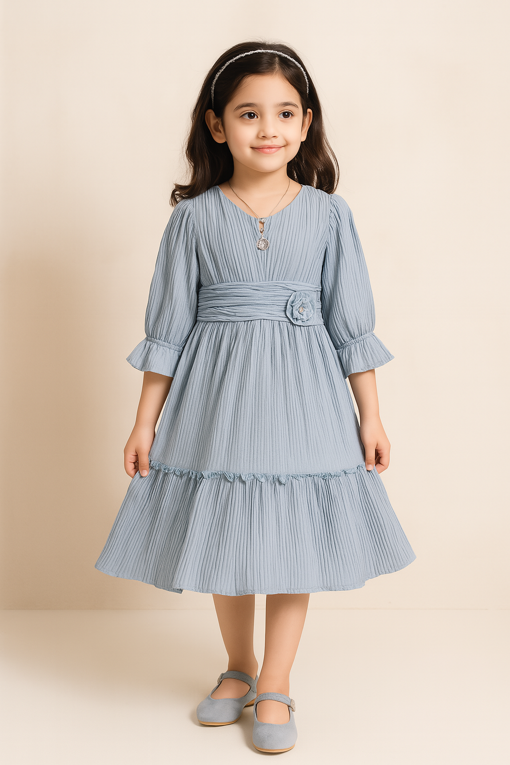 Girls Midi/Knee Length Party Dress  fe3242gry