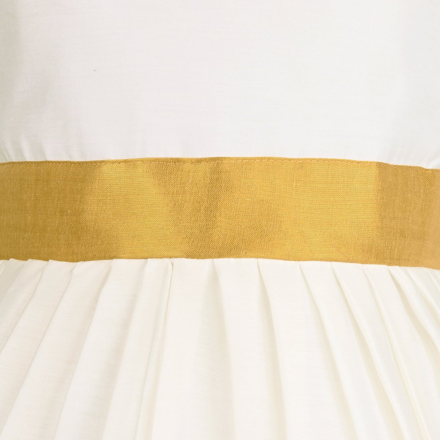 Girls Golden Kasavu Pleated Dress
