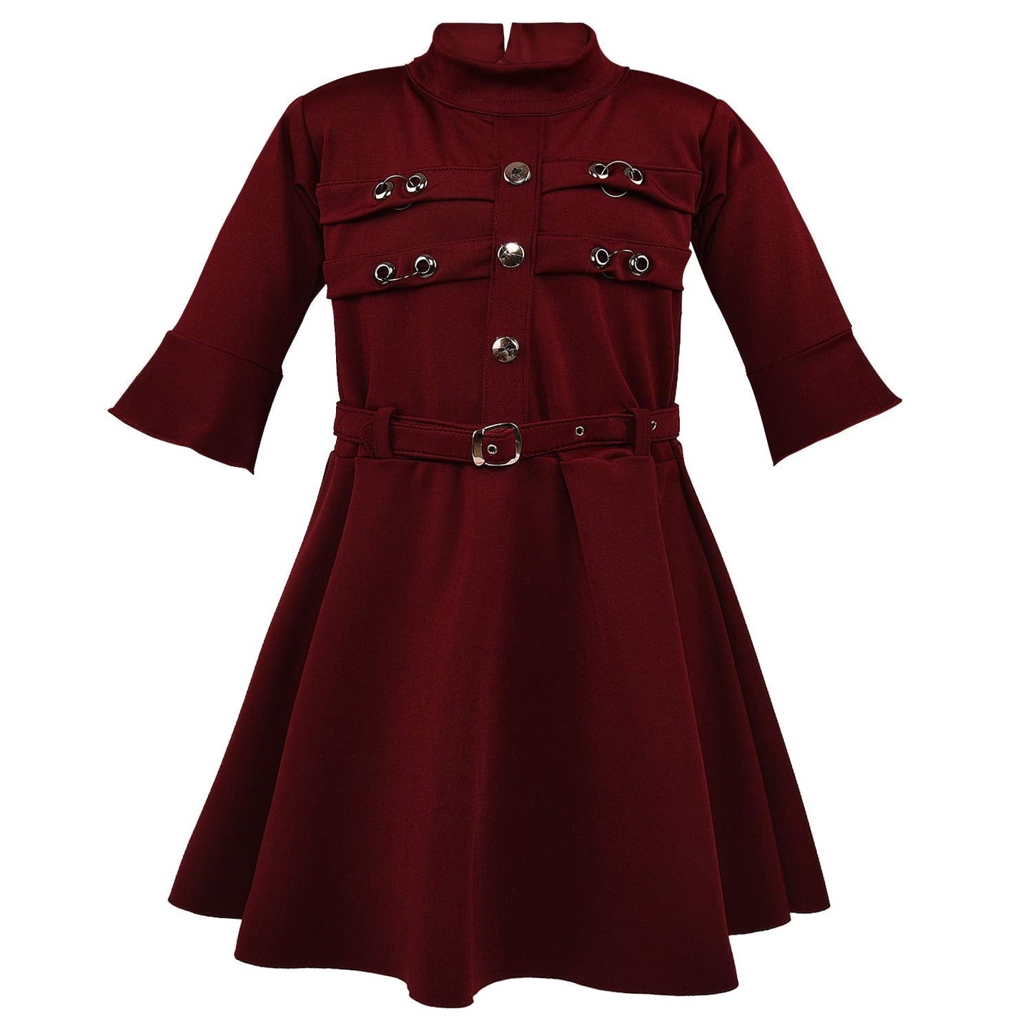 Girls A-Line Maroon Colour Dress