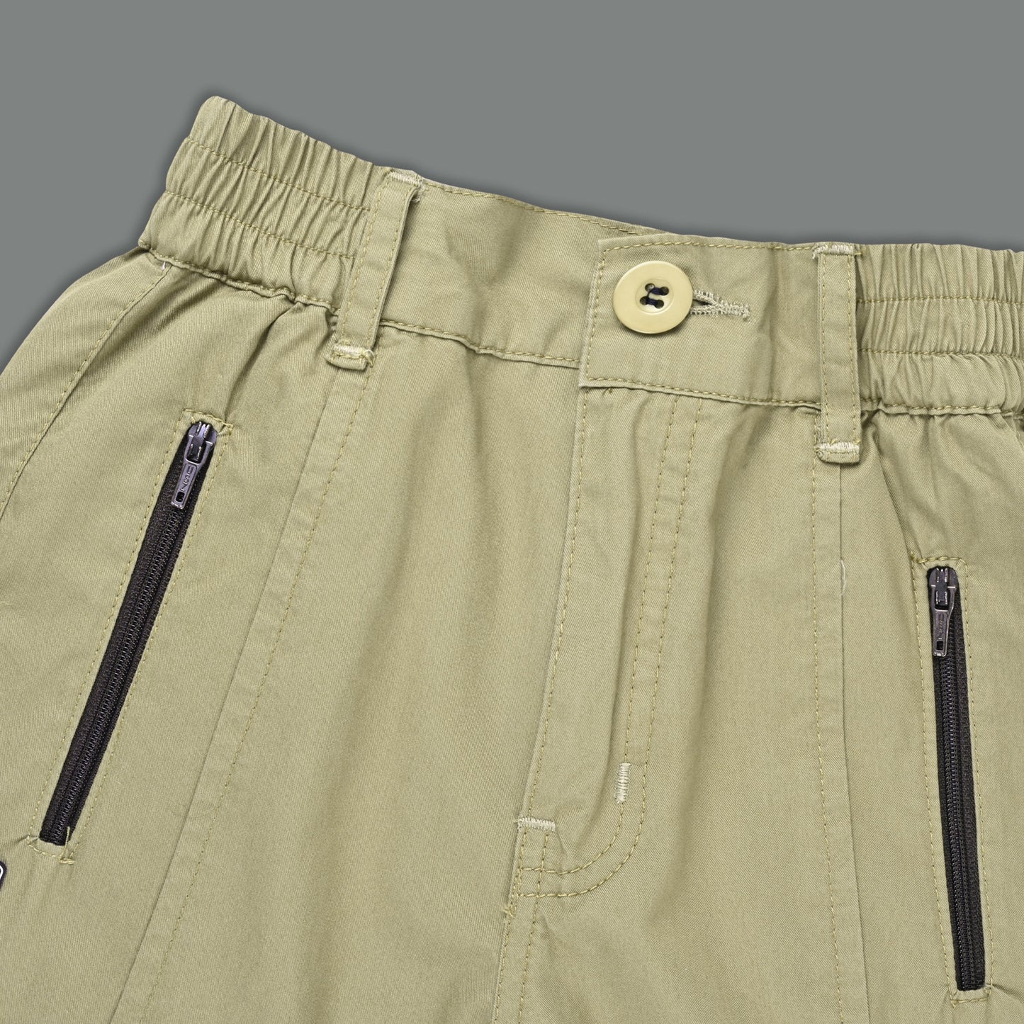 Boys Zipper Detail Elastic Waist Cotton Cargo Trouser