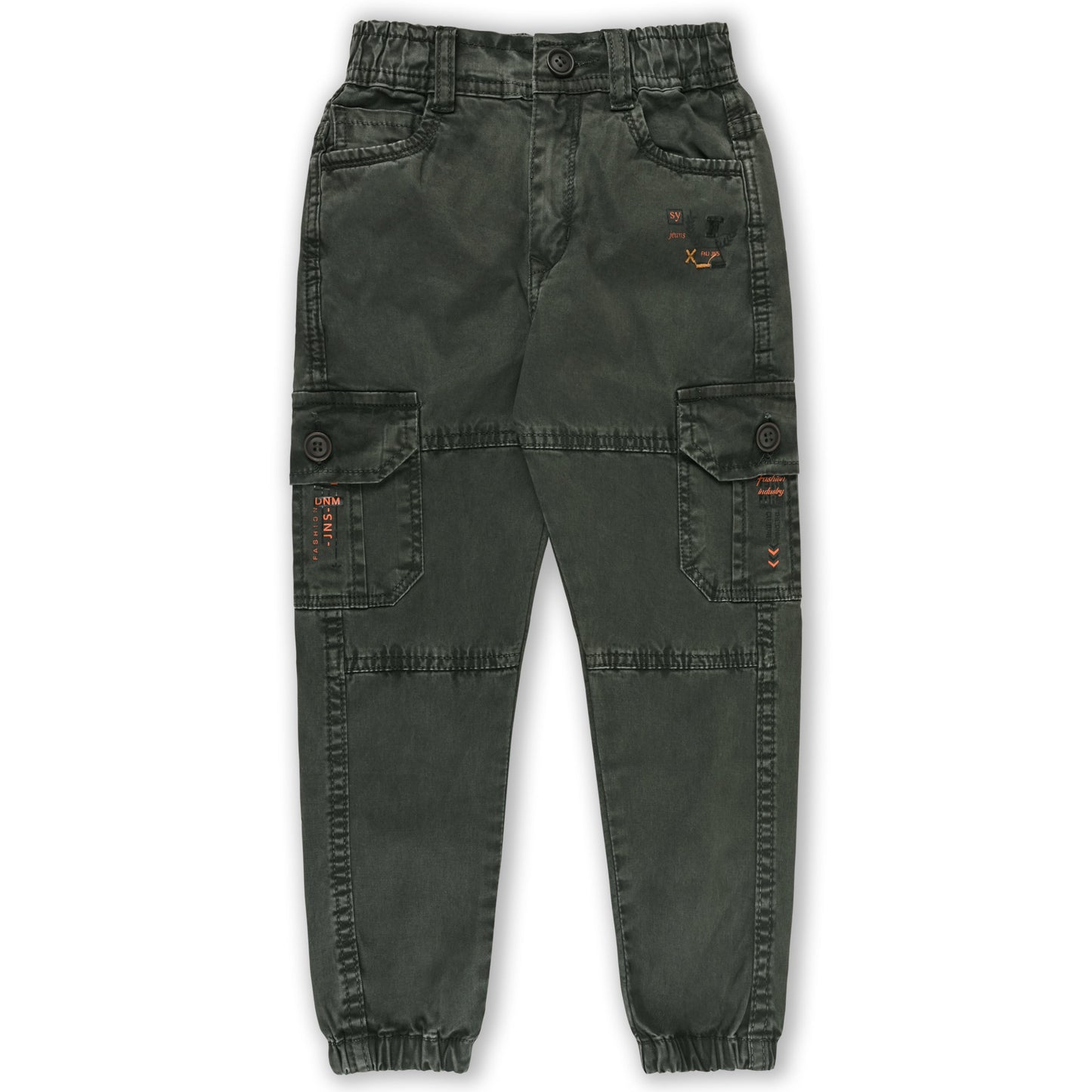 Boys Elastic Waist Cargo Denim Trouser