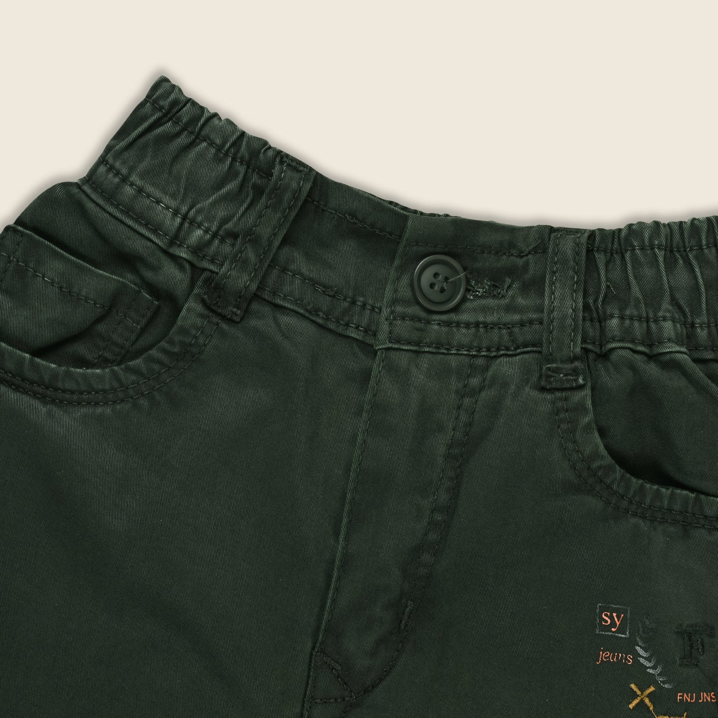 Boys Elastic Waist Cargo Denim Trouser
