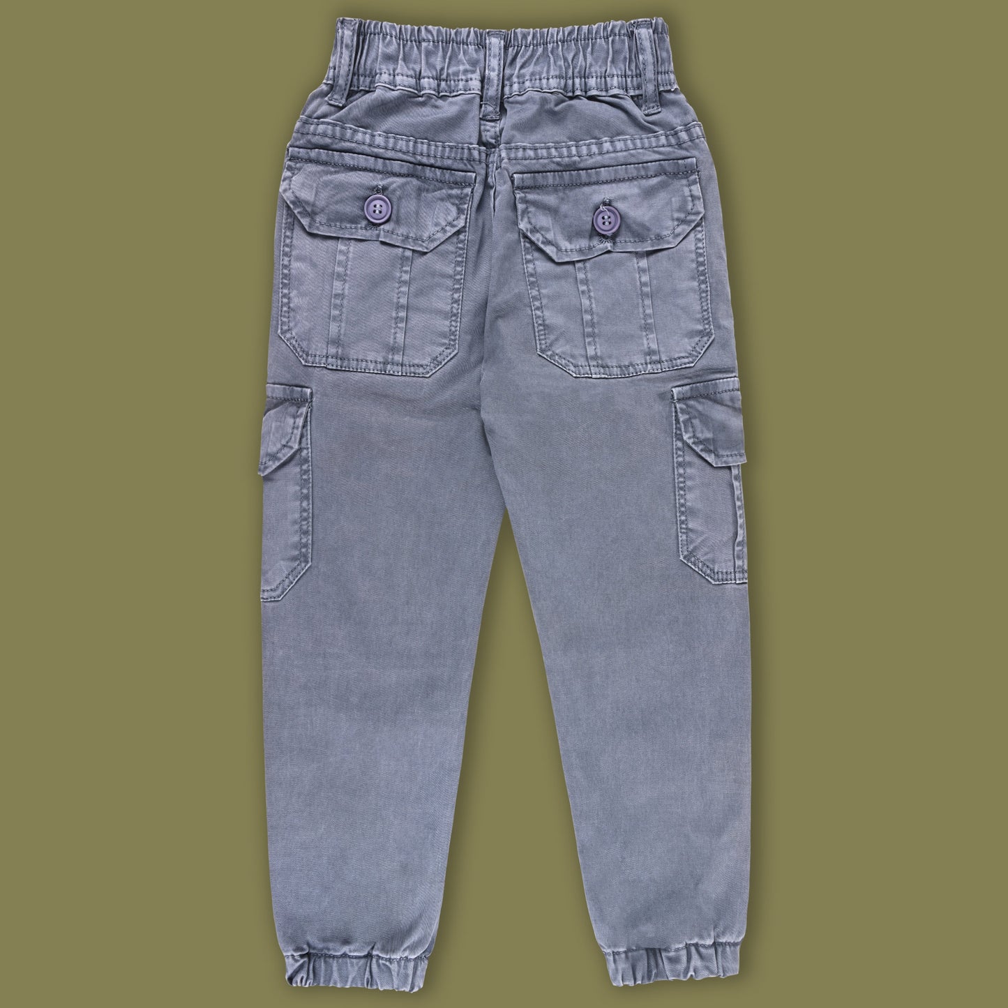 Boys Elastic Waist Cargo Denim Trouser