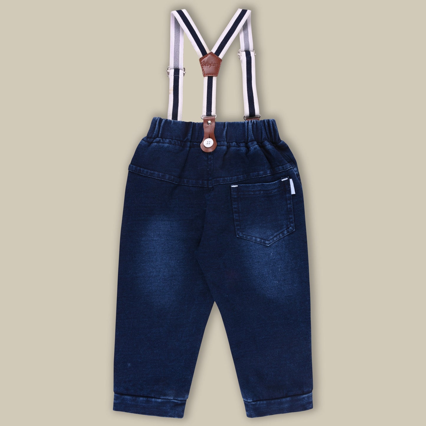 Boys Blue Denim Elastic Cargo Trouser With Suspenders