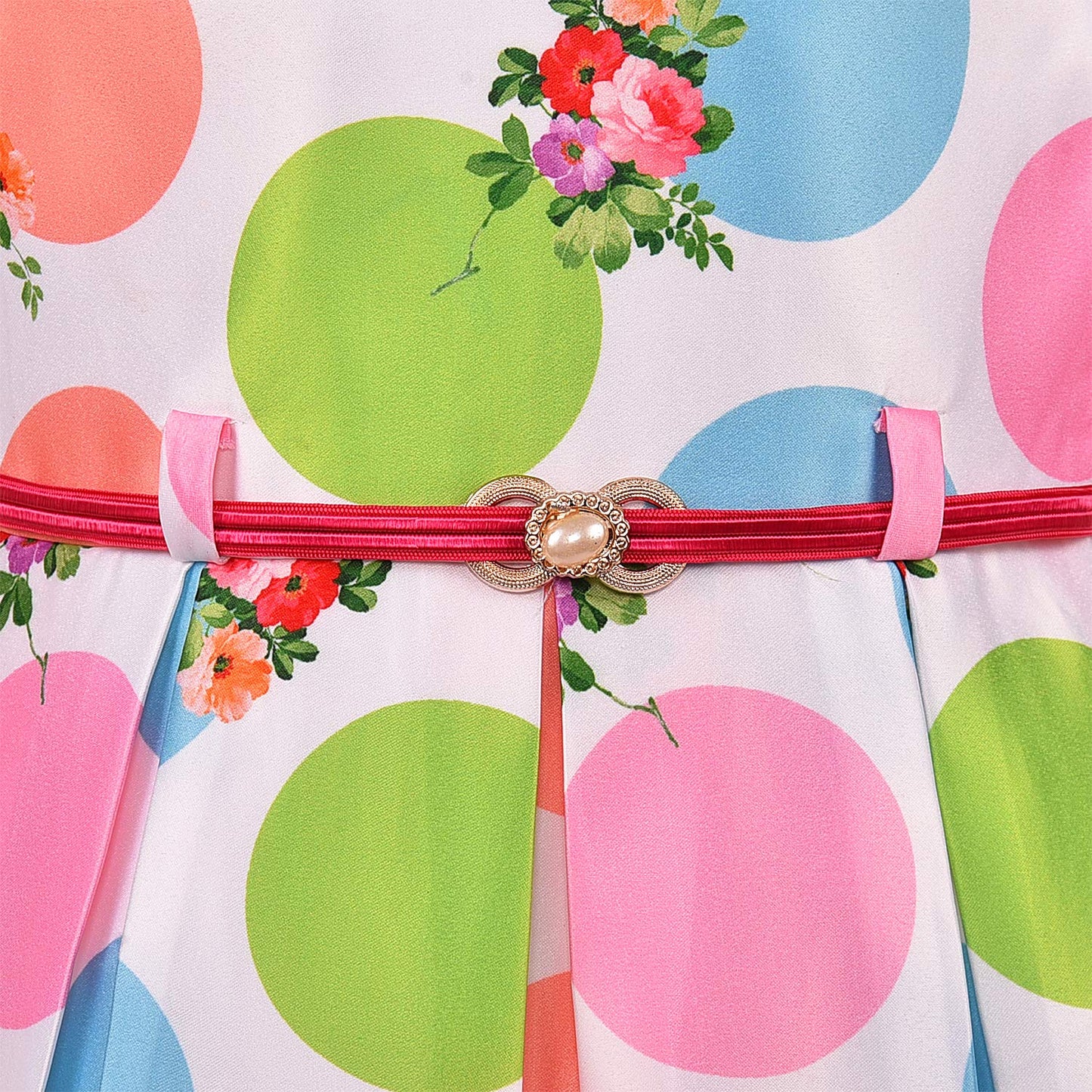 kids Partywear Dress Frock-(stn707wht)
