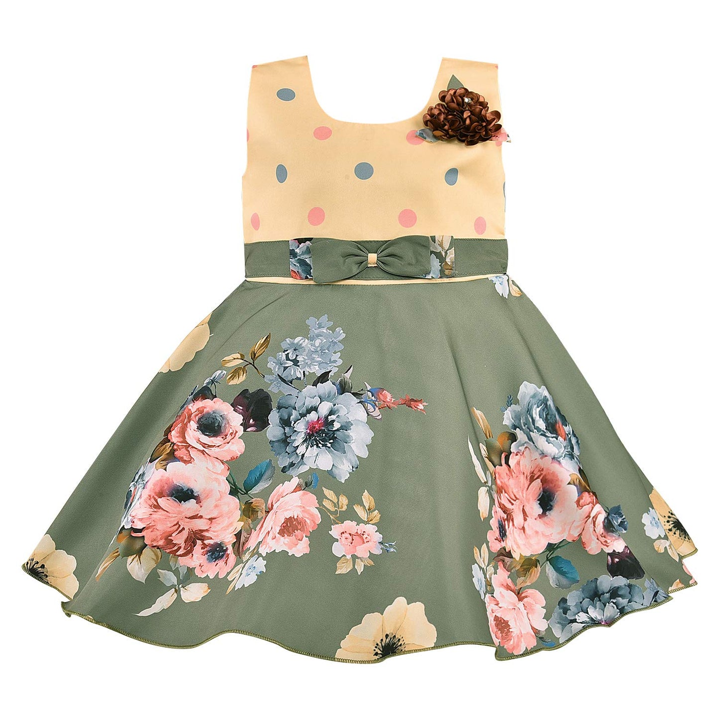 Baby Girls Partywear Dress Frock (stn754grn)