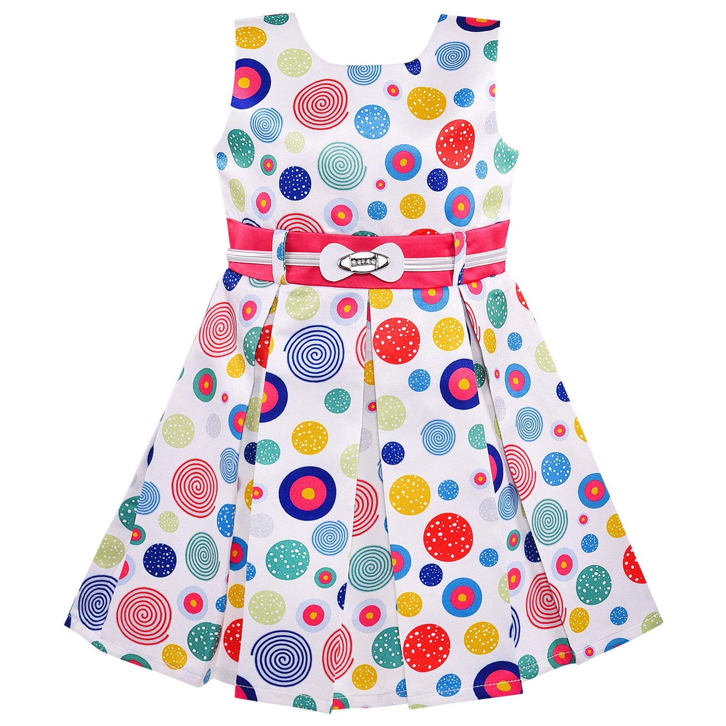 kids Partywear Dress Frock (stn762wht)