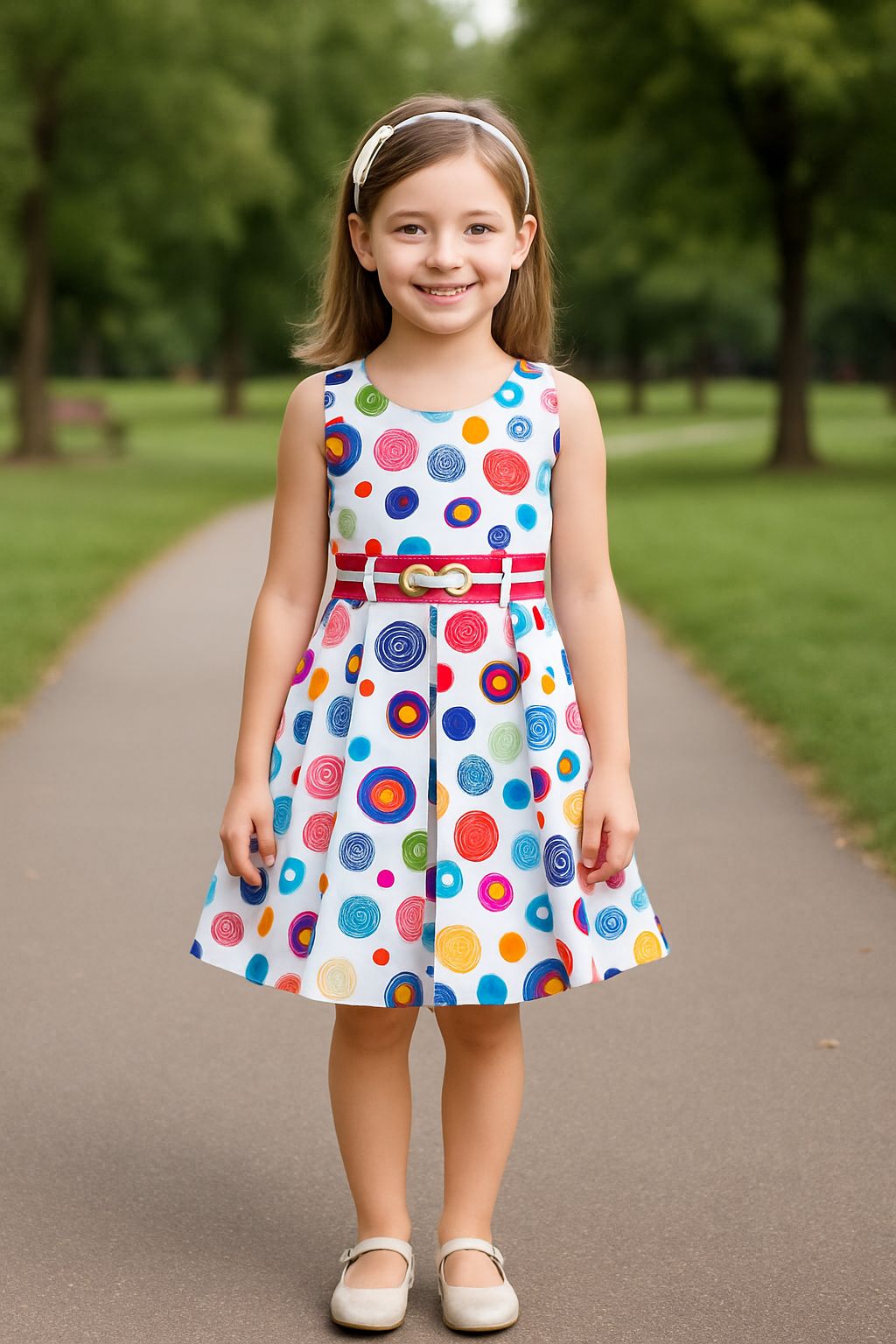 kids Partywear Dress Frock (stn762wht)