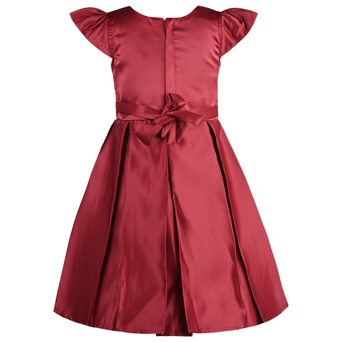 Girls Pleated Solid Fit and Flare Frock Dress