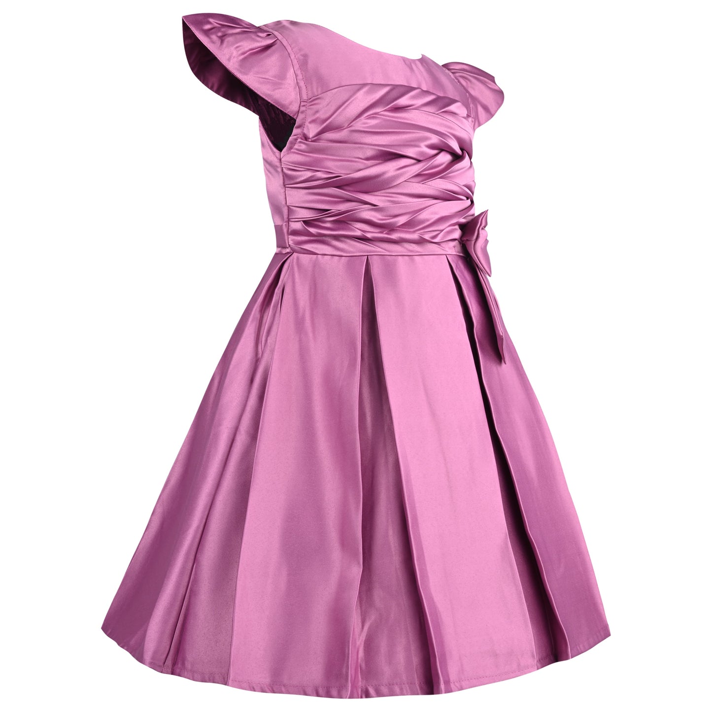 Girls Pleated Solid Fit and Flare Frock Dress