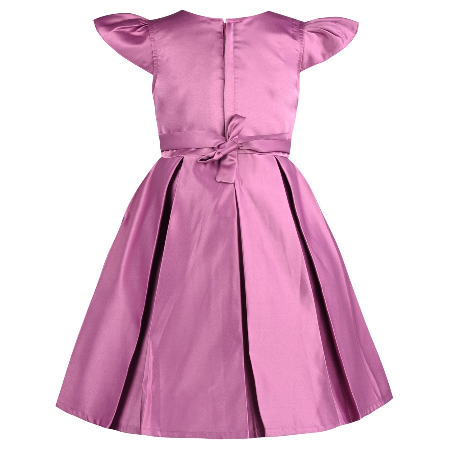 Girls Pleated Solid Fit and Flare Frock Dress
