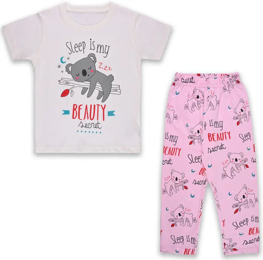 Girls Printed Cotton Blend Kids Nightwear nd89pnk