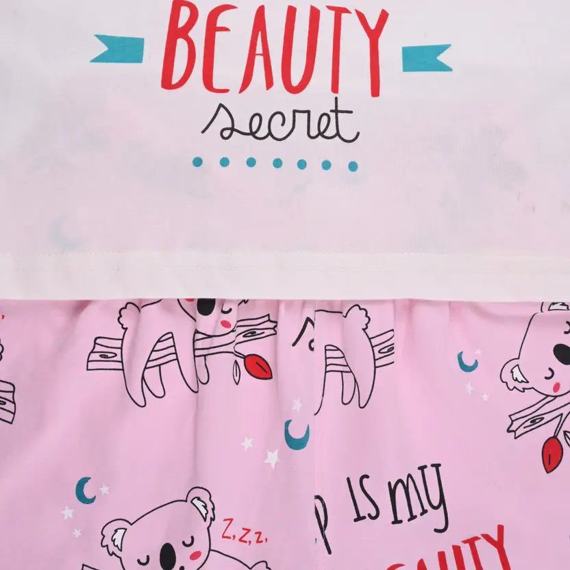 Girls Printed Cotton Blend Kids Nightwear nd89pnk