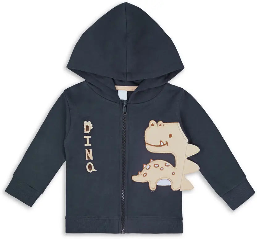 Unisex Cotton Applique Full Sleeve Hooded Sweatshirt-T304dgry