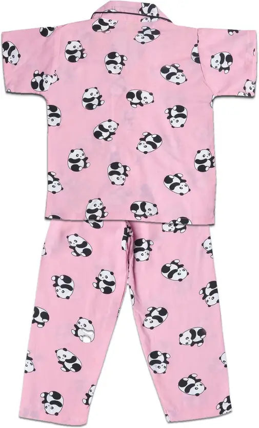 Boys & Girls Printed Cotton Blend Kids Nightwear ND15pnk