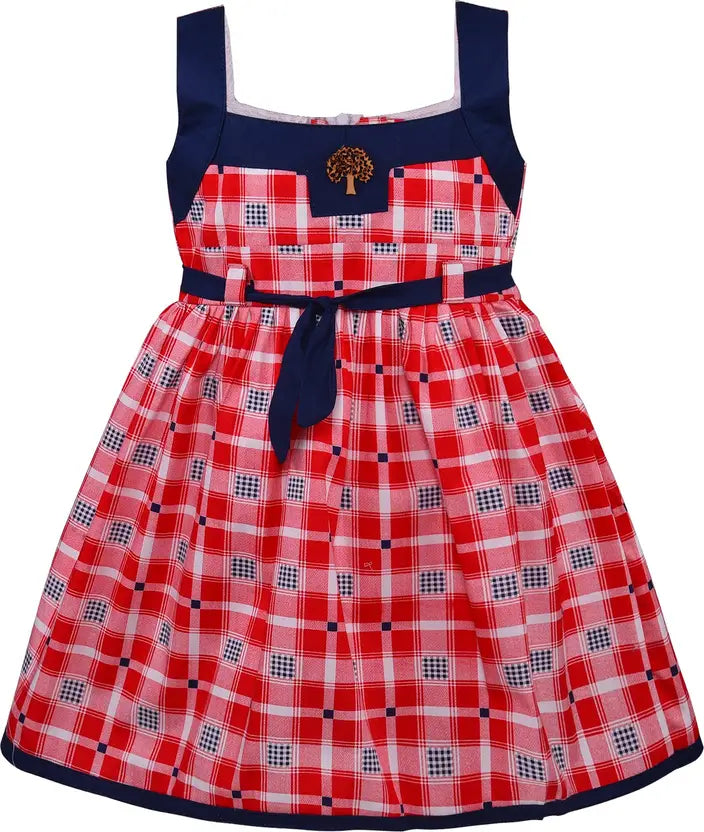 Girls Checkered Printed Cotton Summer Dress