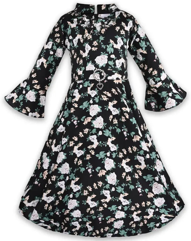 Girls Midi/Knee Length Party Dress  cslp1080blk