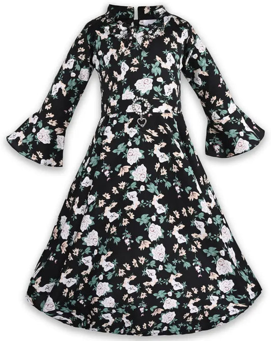 Girls Midi/Knee Length Party Dress  cslp1080blk