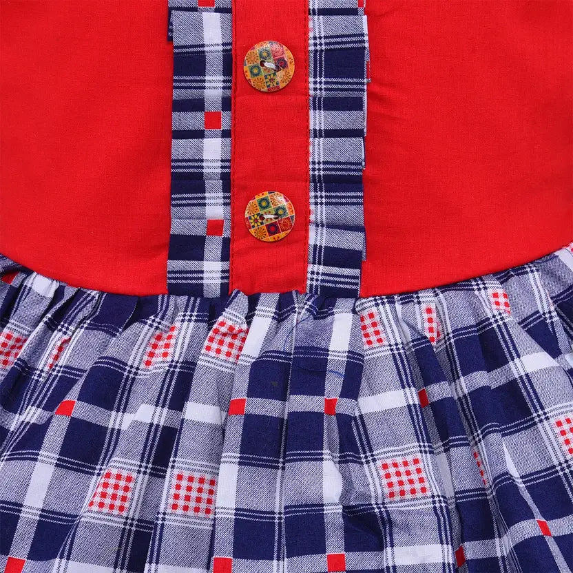 Girls Cotton Checkered Summer Casual Dress
