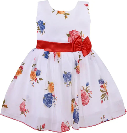 Girls Midi/Knee Length Party Dress fe3006wht