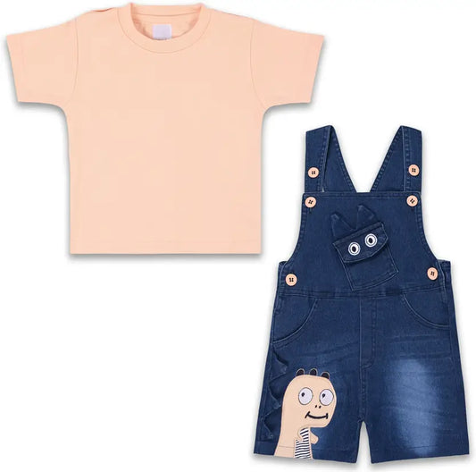 Dungaree For Baby Boys Casual Solid Cotton Blend  btp4042pch