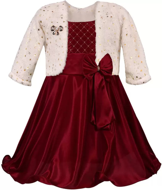 Girls Fit and Flare Bow Dress