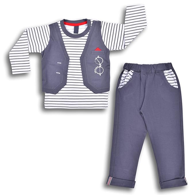 Cotton Clothing Set for Baby Boys hfs611gry