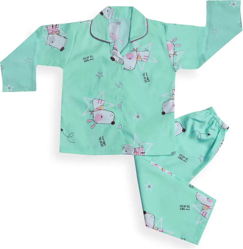 Boys & Girls Printed Polyester Blend Kids Nightwear NDF1001sgF