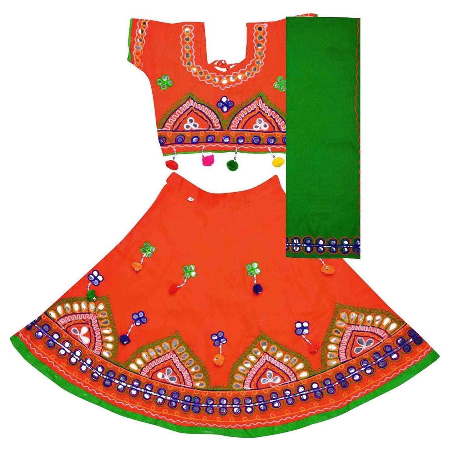 Girl's Cotton Ghaghra Choli, Leghnga Choli, Chania Choli 143org -   Dresses