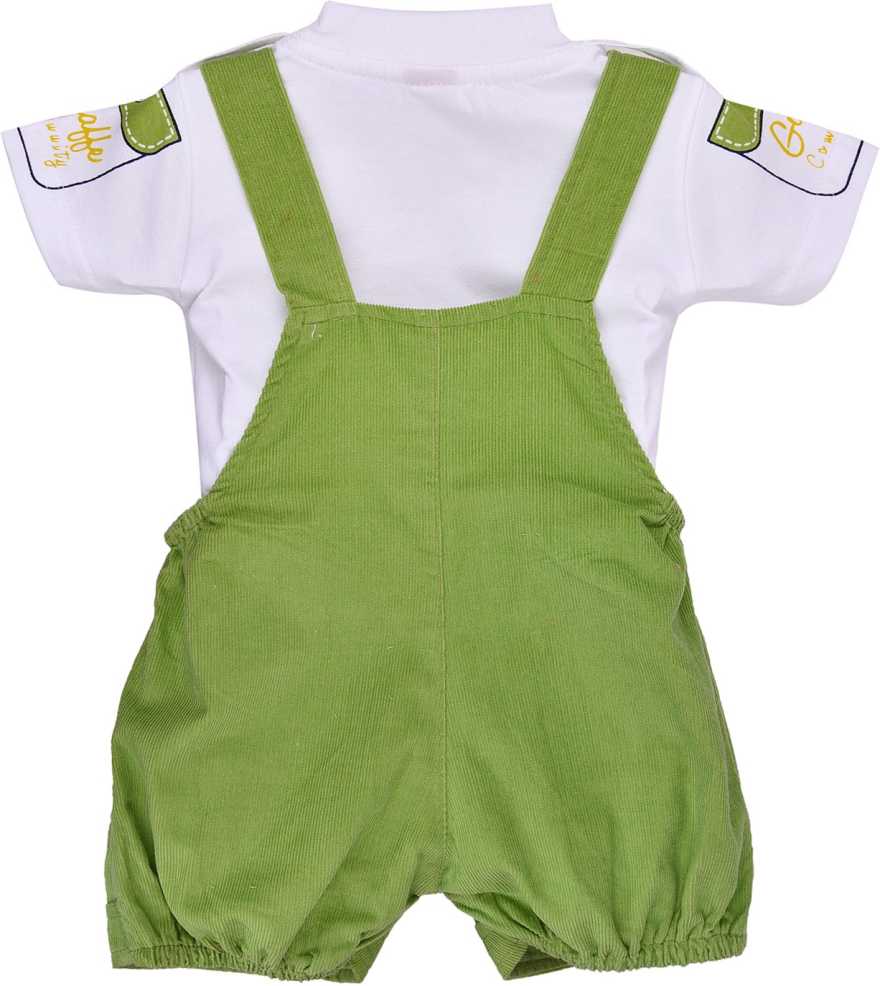Dungaree For Boys & Girls Casual Animal Print Polycotton(bt08grn)