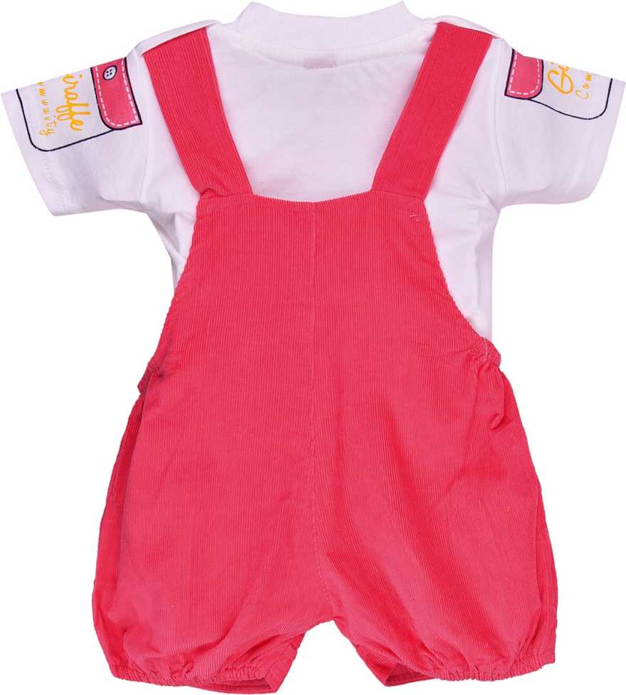 Dungaree For Boys & Girls Casual Animal Print Polycotton  (bt08pnk)