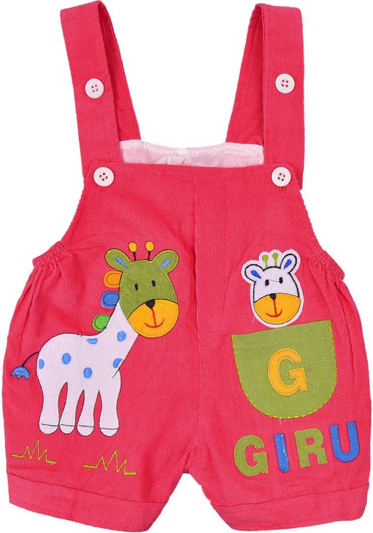 Dungaree For Boys & Girls Casual Animal Print Polycotton  (bt08pnk)
