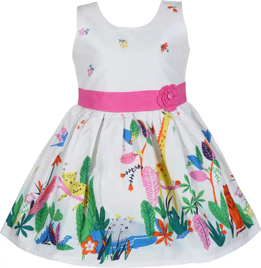 Girls Midi/Knee Length Casual Dress ctn616wht