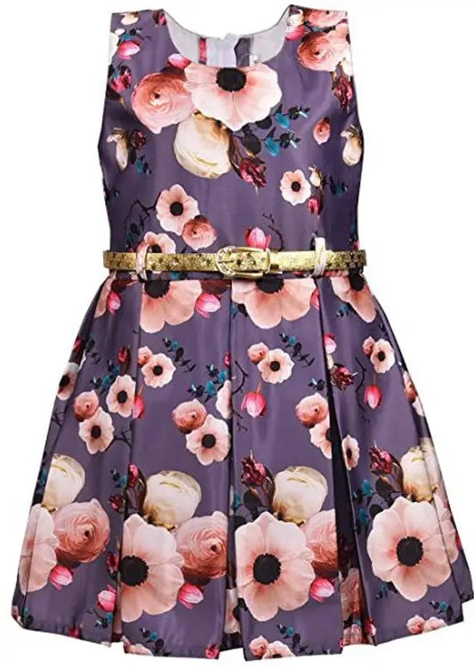 Girls Midi/Knee Length Casual Dress fe2804blu