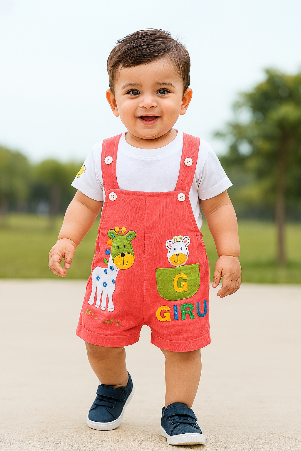 Dungaree For Boys & Girls Casual Animal Print Polycotton  (bt08pnk)