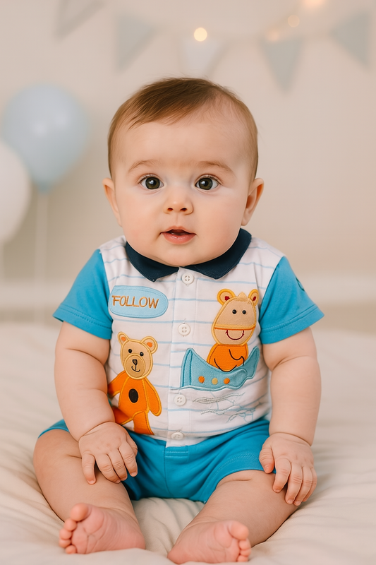 Baby Boys Party(Festive) T-shirt Shorts  (bt10blu)