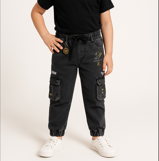 Boys Denim Printed Jogger Fit Jeans