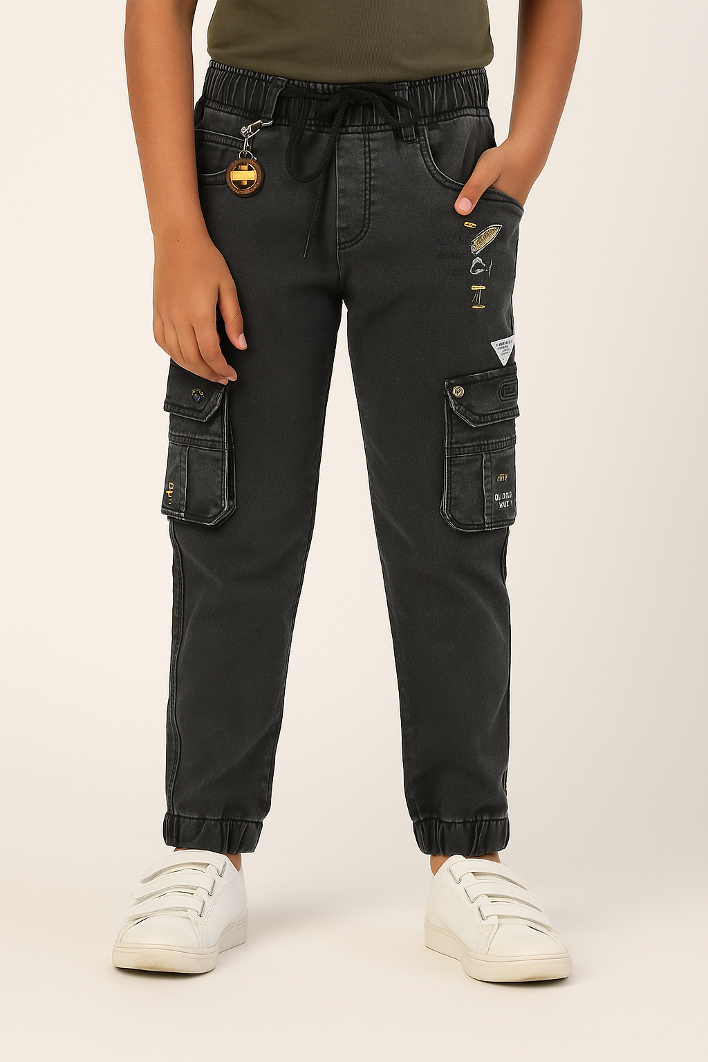 Boys Denim Printed Jogger Fit Jeans