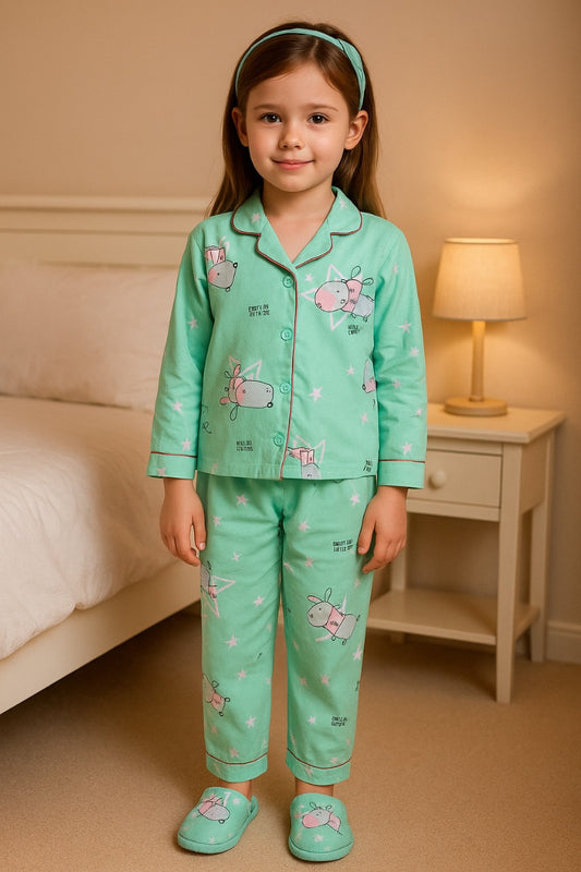 Boys & Girls Printed Polyester Blend Kids Nightwear NDF1001sgF