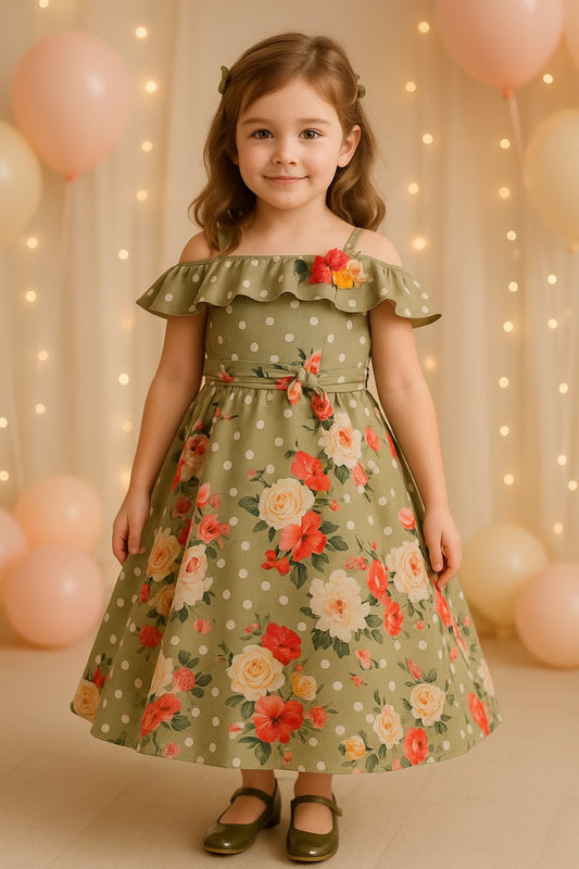 Girls Long Dress Gown-(LF213crm)