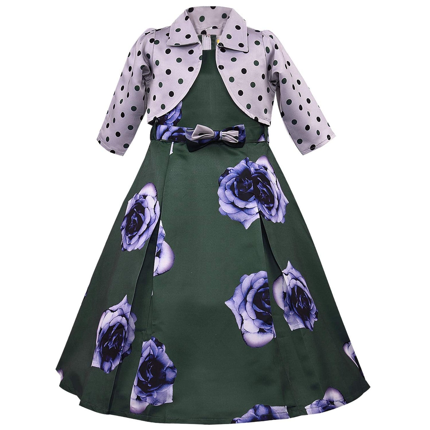 Girls Long Dress Gown with Jacket-(LF215grn)