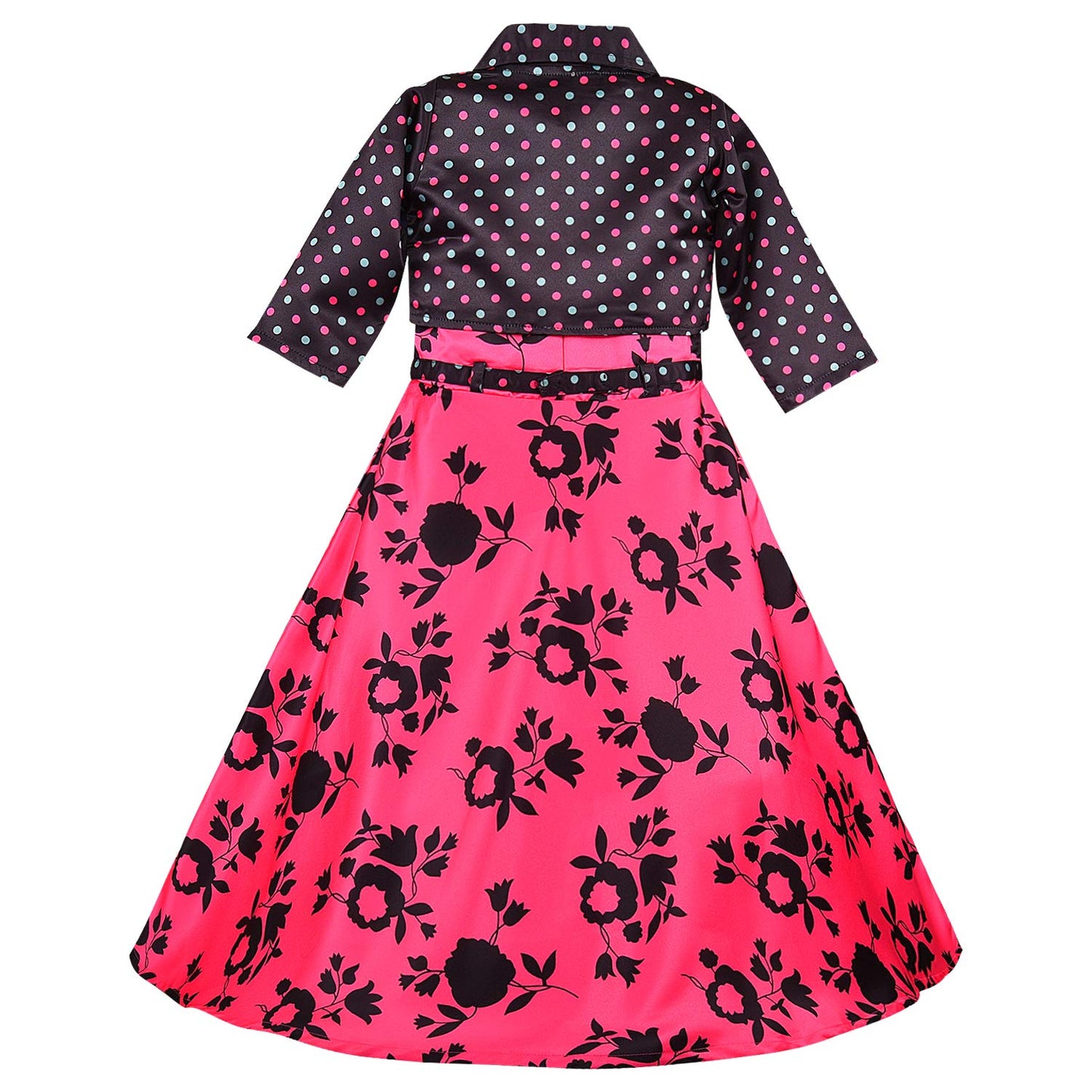 Girls Long Gown Dress with Jacket-(LF216pnk)