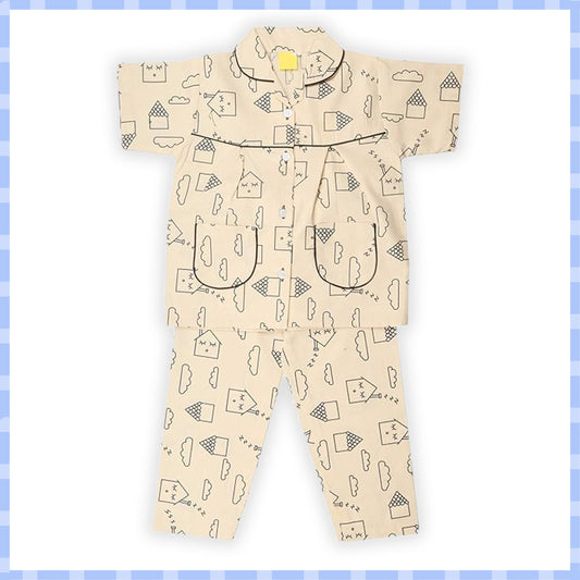 Unisex Printed Top and Bottom Pyjamas Night Dress