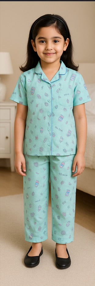 Unisex Printed Top and Bottom Pyjamas Night Dress