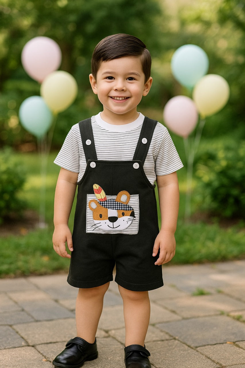 Baby Boys Dungaree Dress For Boys-(bt104blk)