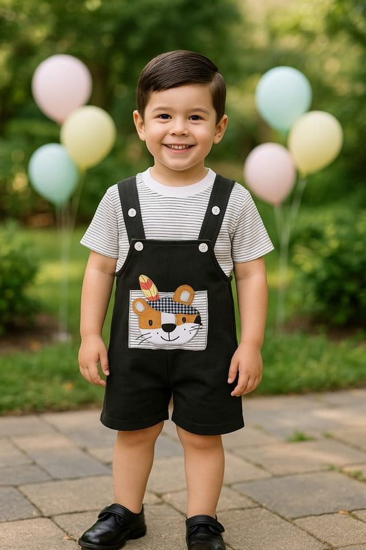 Baby Boys Dungaree Dress For Boys-(bt104blk)
