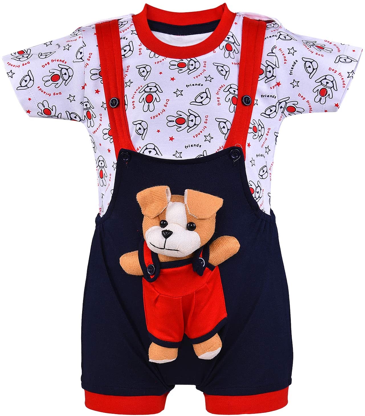 Unisex Dungaree Dress for Baby Boys-Baby Girls-(bt32nb)