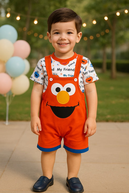 Unisex Dungaree Dress for Baby Boys-Baby Girls-(bt35org)
