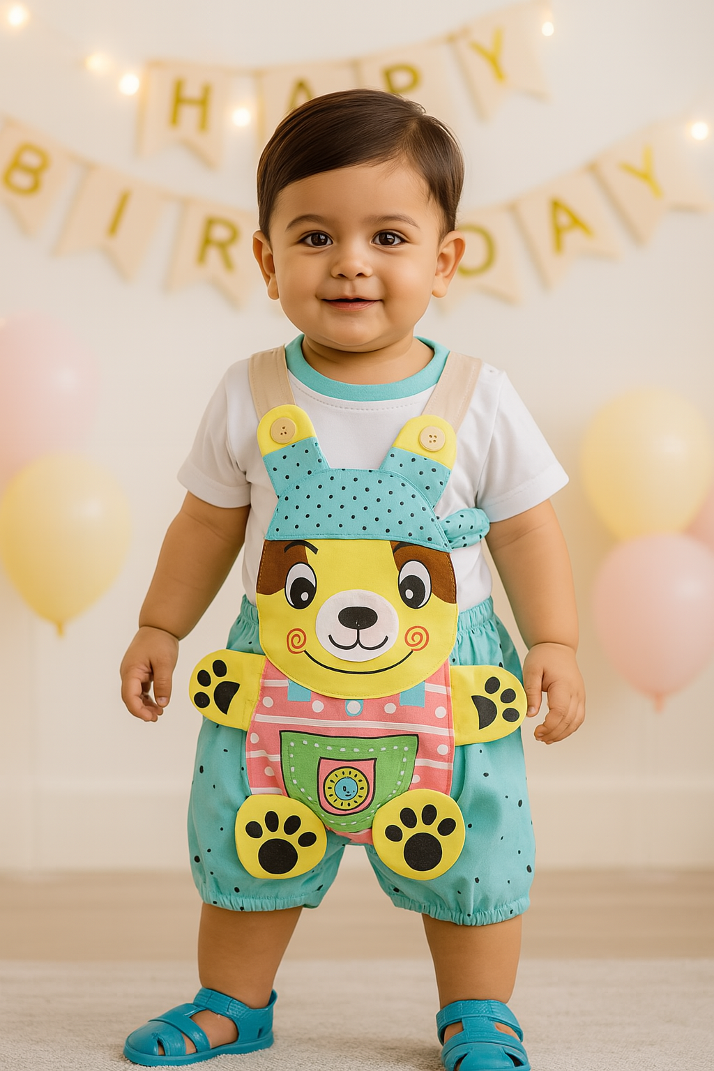 Kids Dungaree Dress For Baby Girls-(bt48blu)